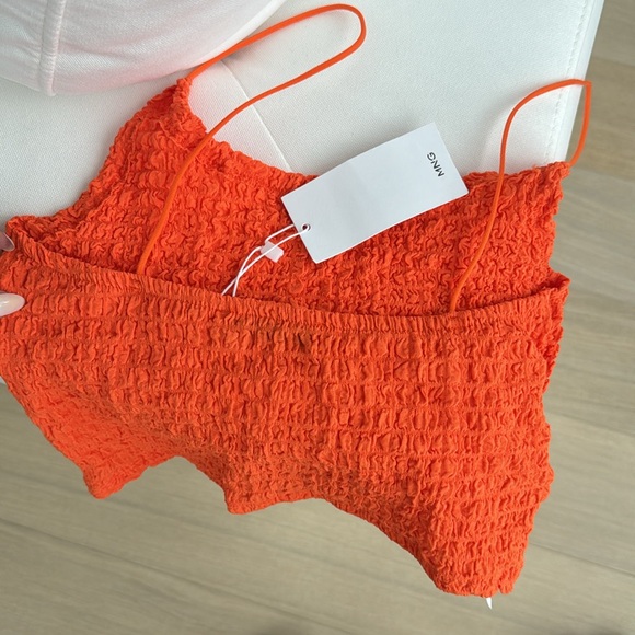 NWT Mango orange smocked top - Picture 5 of 5